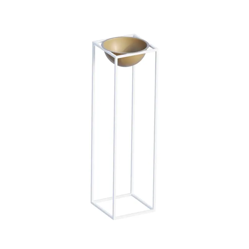 Beyaz-Altın Metal Saksılık Stand - Beyaz