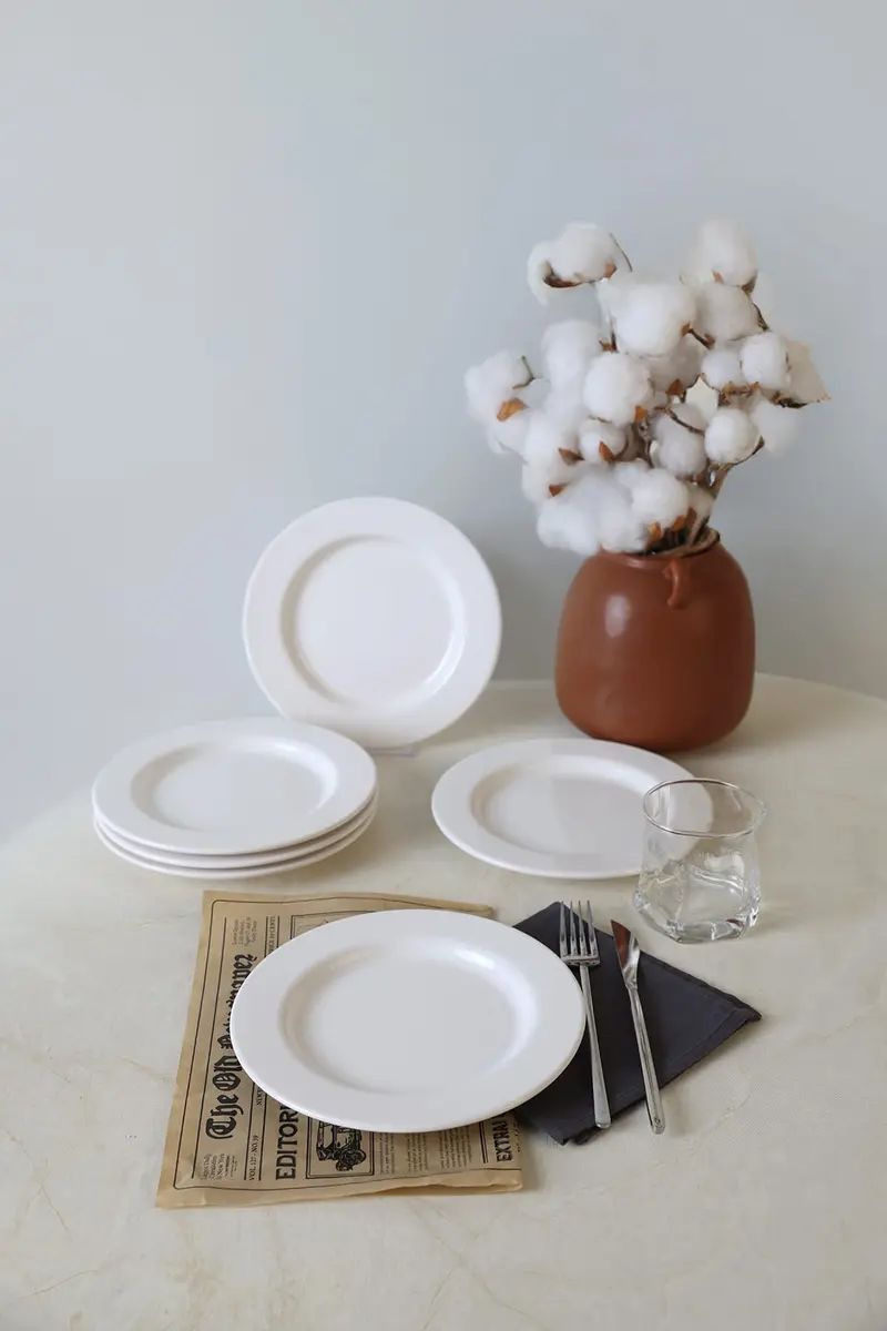 Beyaz Assos Pasta Tabağı 22 Cm - Seti 6 Tabak