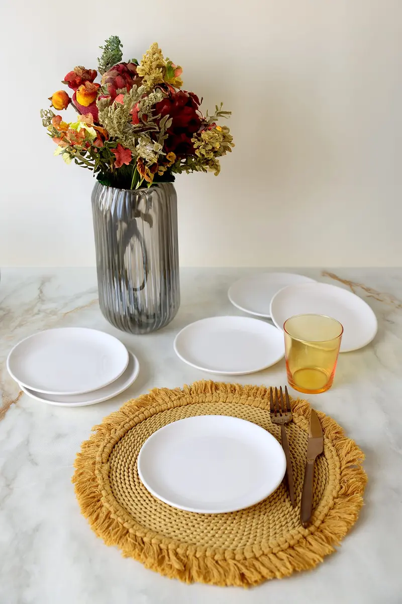 Beyaz Delta Pasta Tabağı 17 Cm - 6 Adet Set