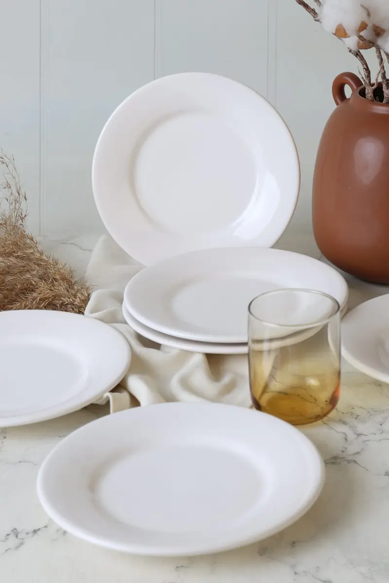 Beyaz Linda Pasta Tabağı 19 Cm Set 6 Adet