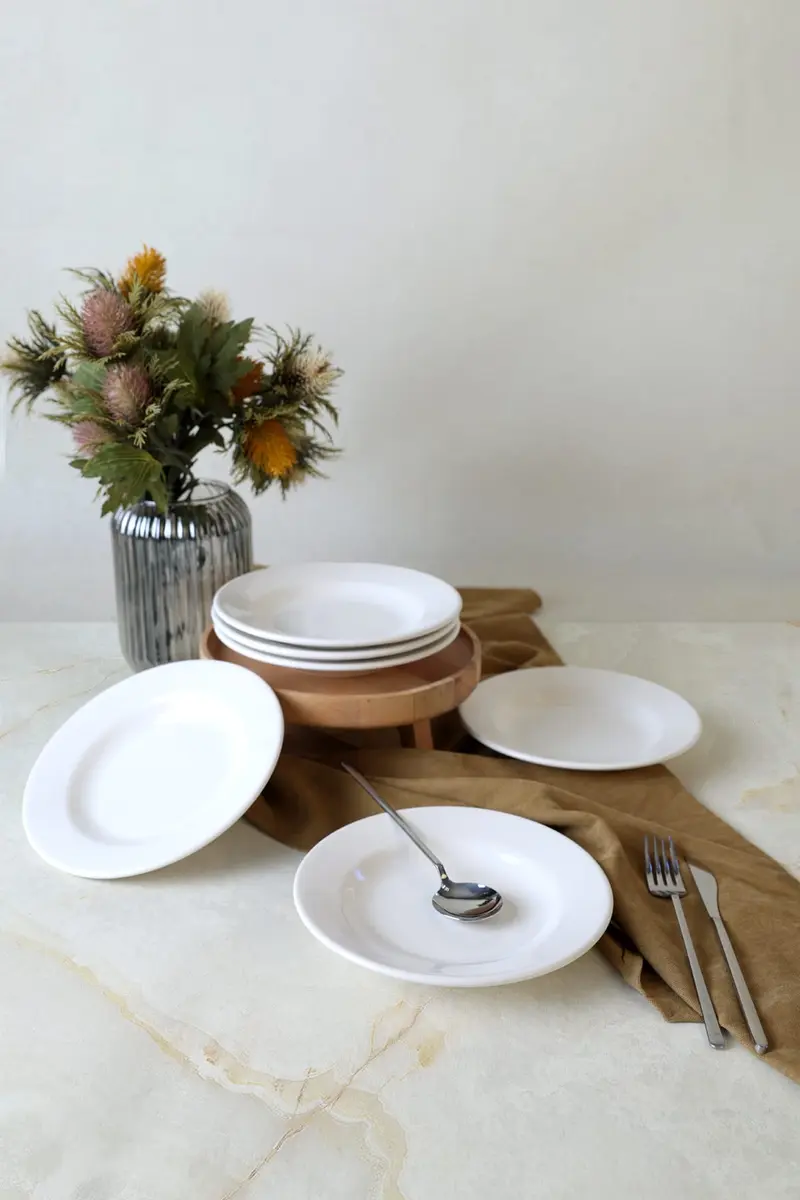 Beyaz Linda Yemek Tabağı 21 Cm Seti