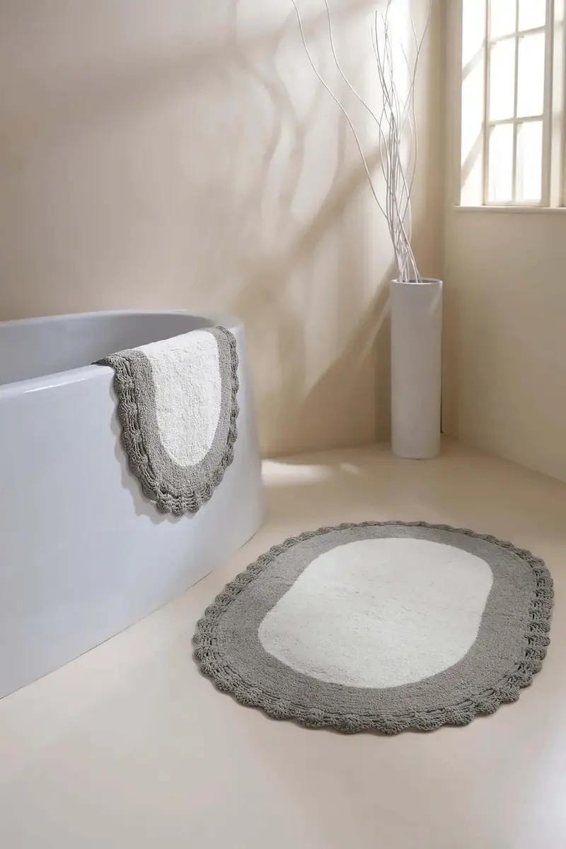 Bianca 2’li Takım Banyo Paspası %100 Pamuk 40x60 + 60x90 Açık Gri