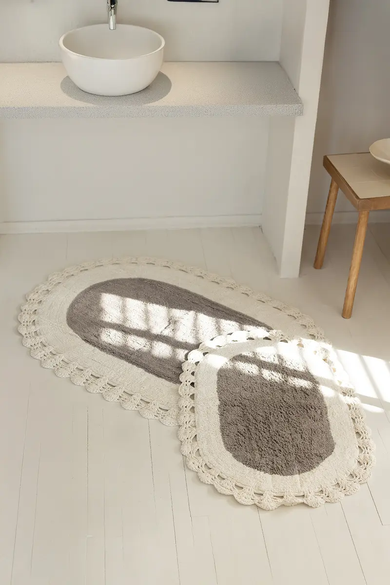 Bianca 2’li Takım Banyo Paspası %100 Pamuk 40x60 + 60x90 Gri