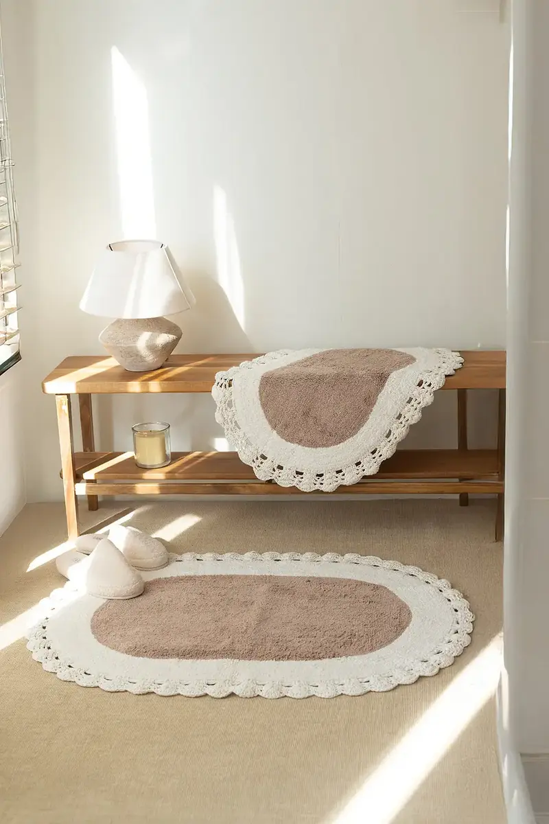 Bianca 2’li Takım Banyo Paspası %100 Pamuk 40x60 + 60x90 Krem