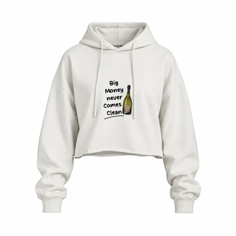 Big Money Never Comes Clean Oversize Crop Hoodie