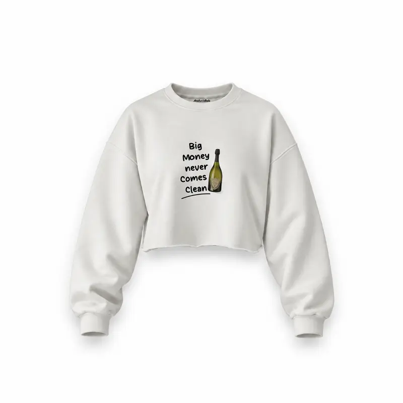 Big Money Never Comes Clean Oversize Crop Sweatshirt