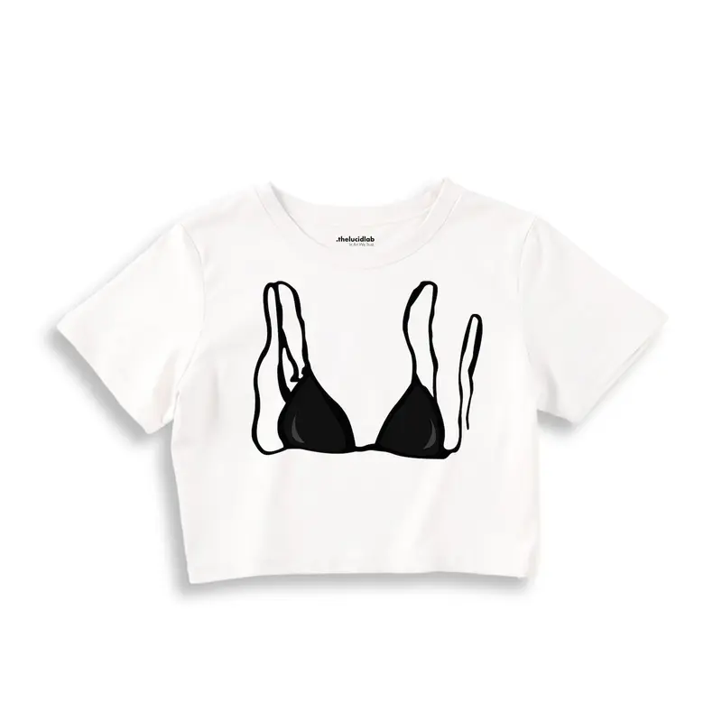 Black Bikini Crop Tişört