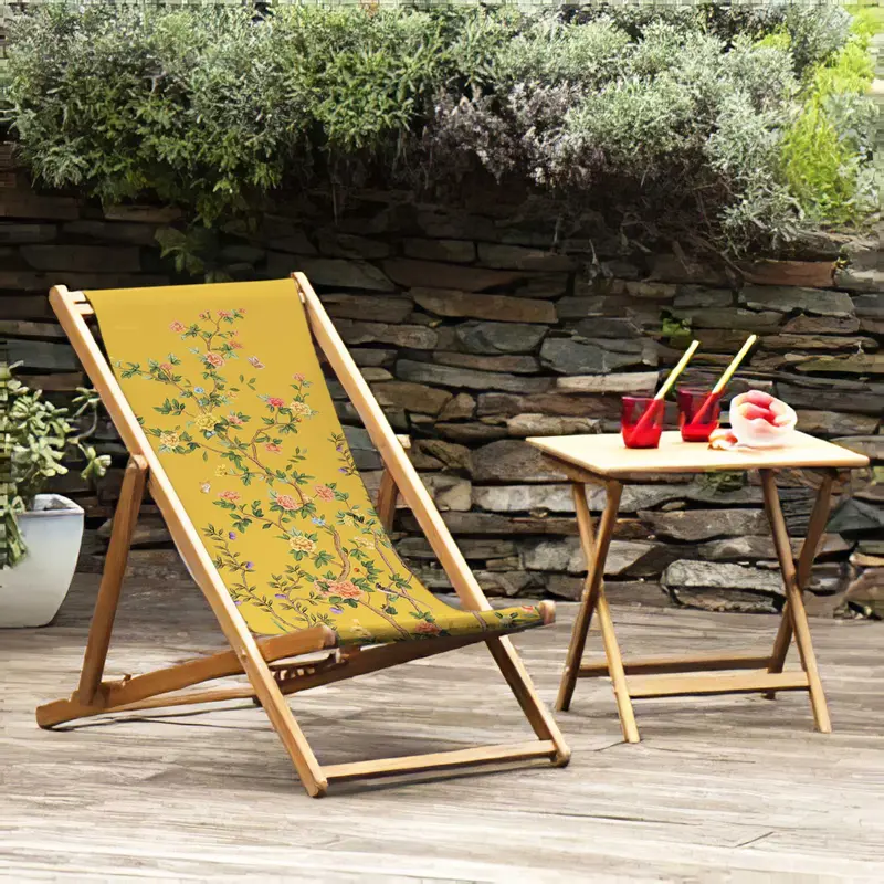Blossom Katlanabilir Şezlong Katlanır Ahşap Lounge Chair