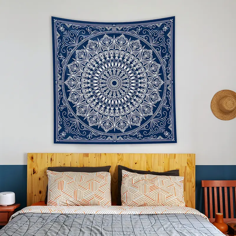 Blue Bohemian Mandala Duvar Örtüsü