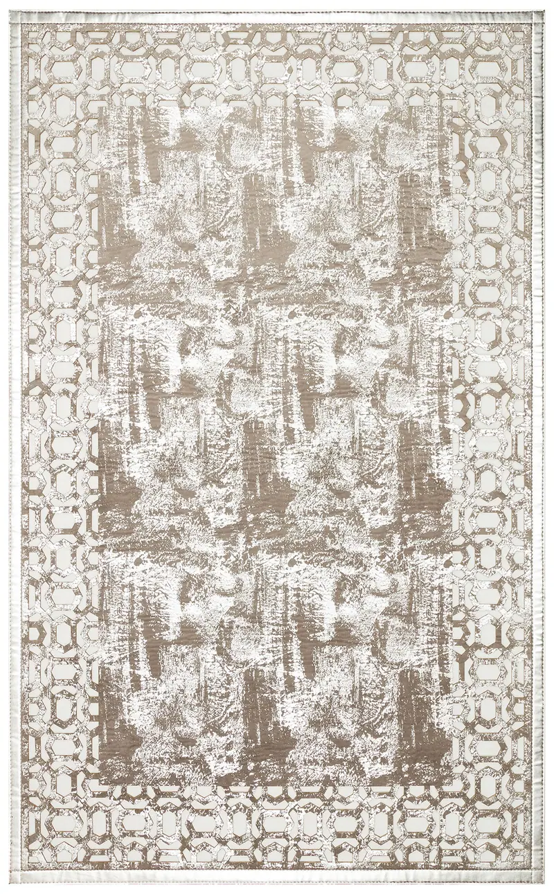 BNC 02 GREY SILVER - BIANCA - Klasik Ve Modern İşlemeli ve Oymalı Halı, Bordürlü Suni Deri Halı