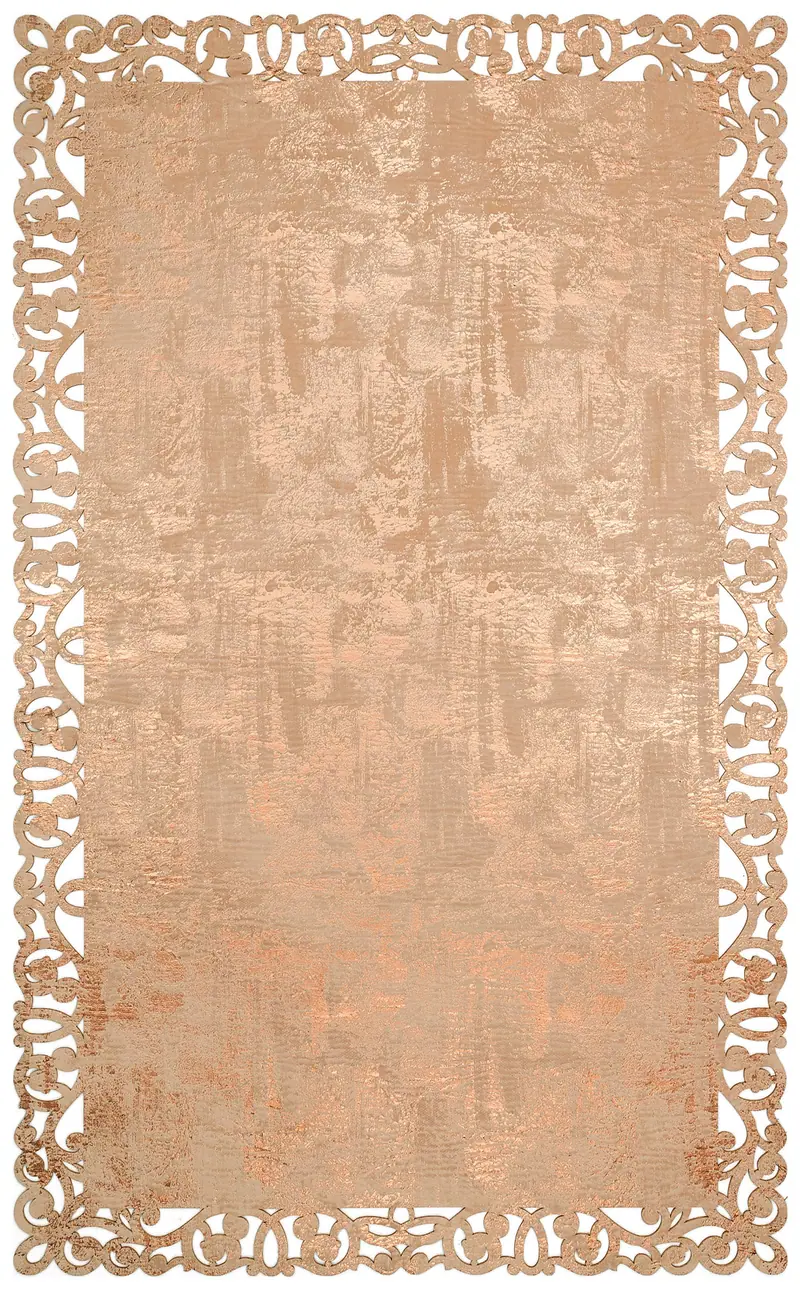 BNC 05 BEIGE COPPER  - BIANCA - Klasik Ve Modern İşlemeli ve Oymalı Halı, Bordürlü Suni Deri Halı