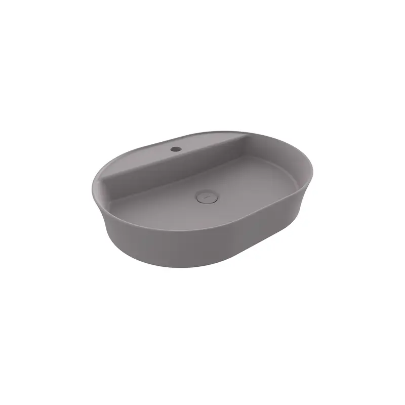 Bocchi Sottile Slim Line Batarya Bankli Oval Lavabo 60X45cm. Mat Gri̇ - 1600-006-0126