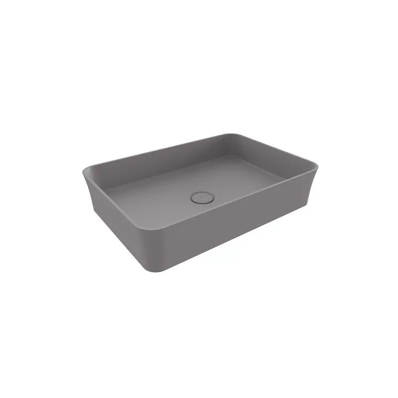 Bocchi Sottile Slim Line Tezgah Üstü Di̇kdörtgen 55X38cm. Lavabo - Mat Gri̇ - 1476-006-0125