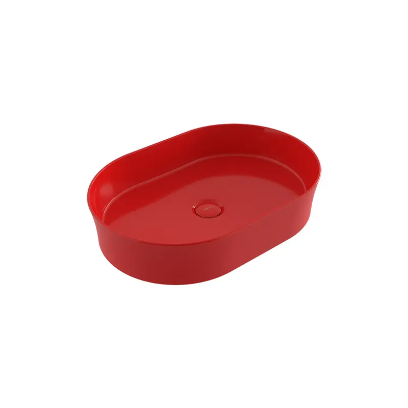 Bocchi Sottile Slim Line Tezgah Üstü Eli̇ps 55X38cm. Lavabo - Kirmizi - 1521-019-0125