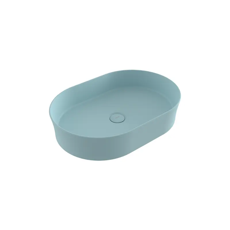 Bocchi Sottile Slim Line Tezgah Üstü Eli̇ps 55X38cm. Lavabo - Mat Buz Mavi̇si̇ - 1521-029-0125