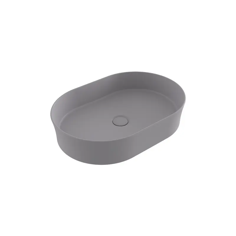 Bocchi Sottile Slim Line Tezgah Üstü Eli̇ps 55X38cm. Lavabo - Mat Gri̇ - 1521-006-0125
