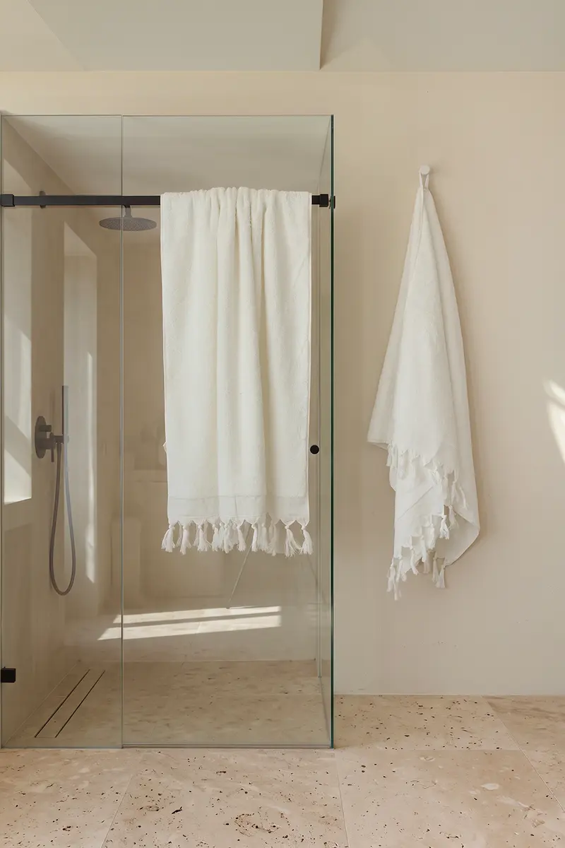 Bodrum %100 Pamuk 2'li Banyo Havlu Seti 80x150 cm Bright Ecru
