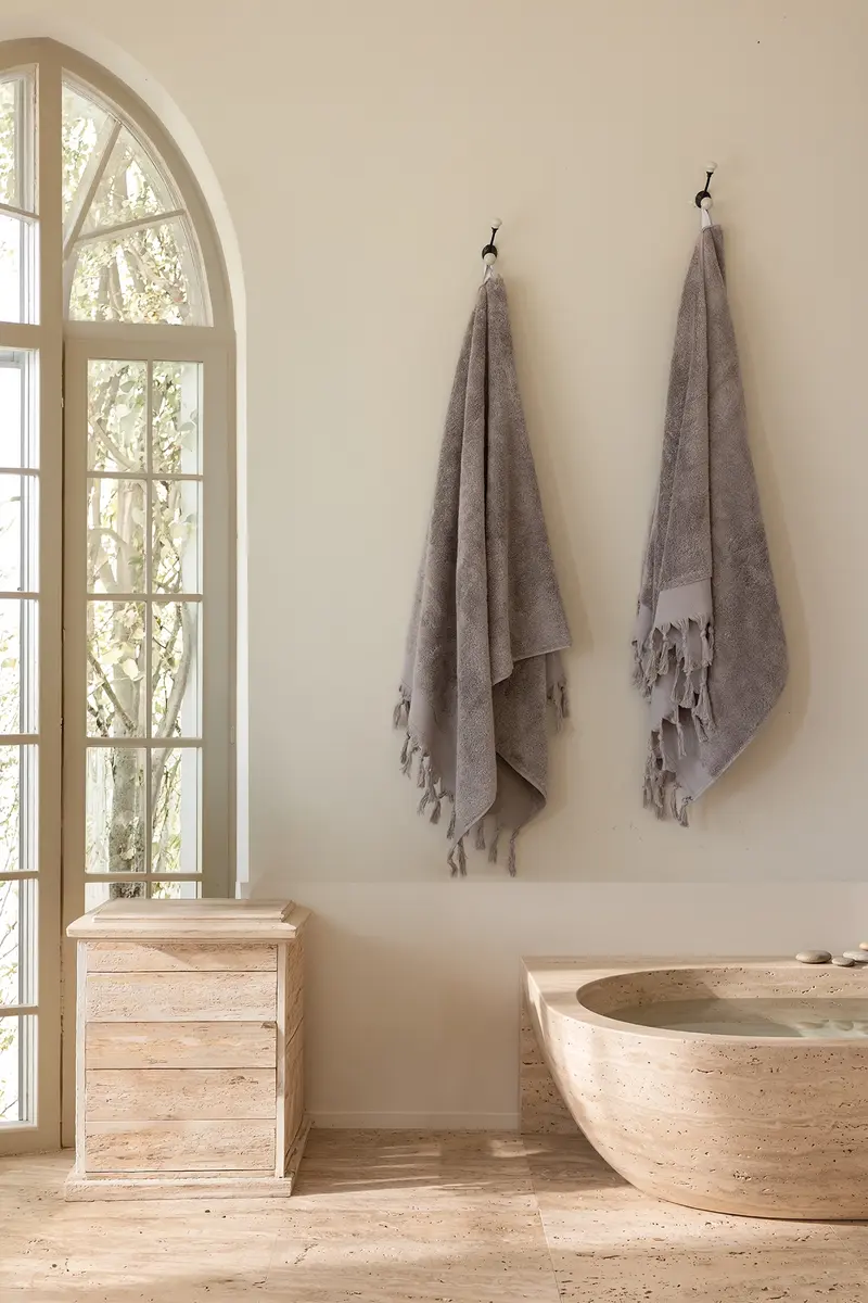 Bodrum %100 Pamuk 2'li Banyo Havlu Seti 80x150 cm Burnt Grey