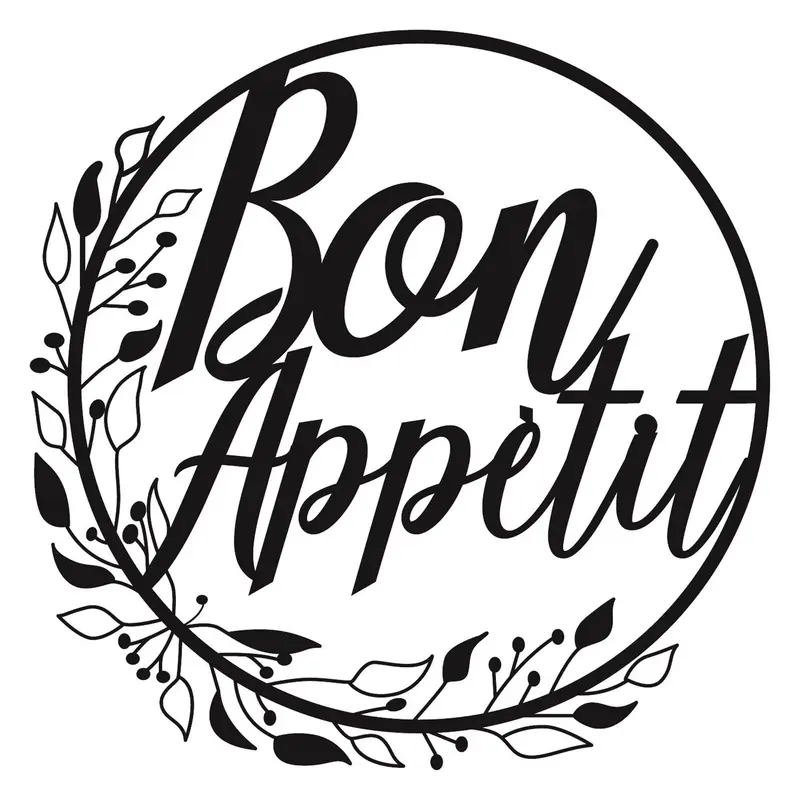 Bon Appetit Yazılı Çelenk Metal Duvar Panosu - Siyah