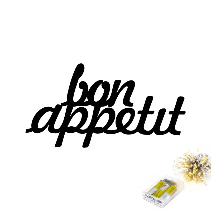 Bon Appetit Yazılı Metal Duvar Panosu - Siyah