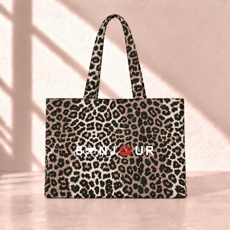 Bonjour Leopard Tote Bag