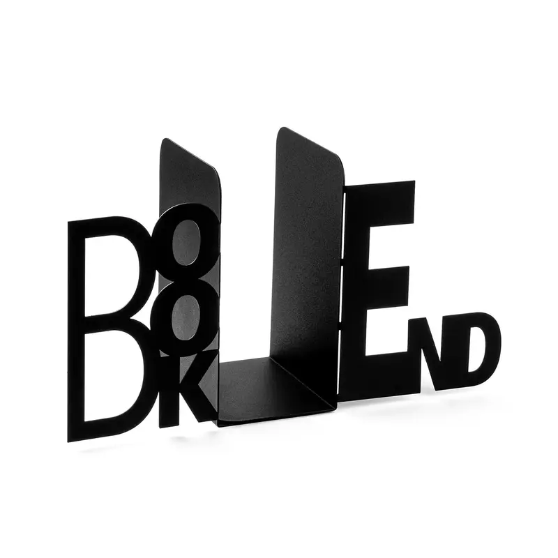Book End Yazılı Metal Kitap Tutucu - Siyah