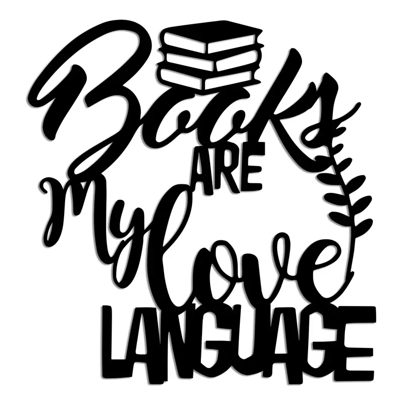 Books Are My Love Language Yazılı Metal Duvar Panosu - Siyah