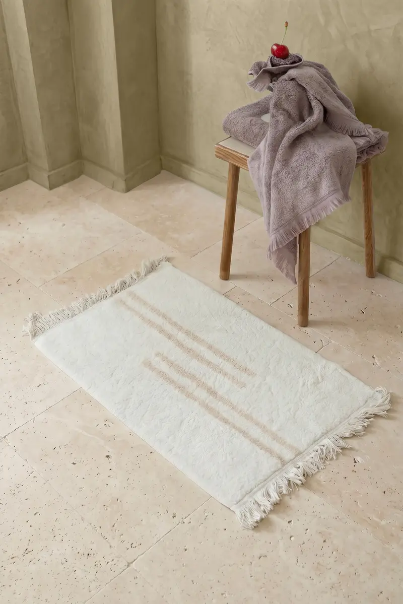 Bound Tekli Banyo Paspası %100 Pamuk 50x80 cm Beyaz