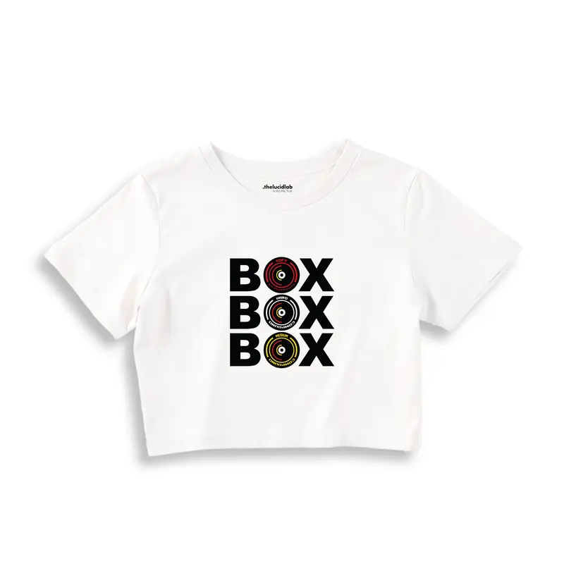 Box Box Box Crop Tişört