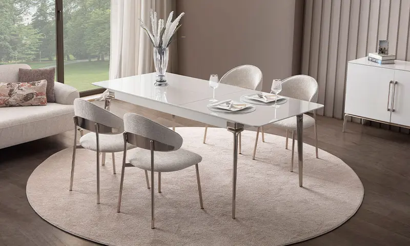 Bronz Modern Yemek Masası