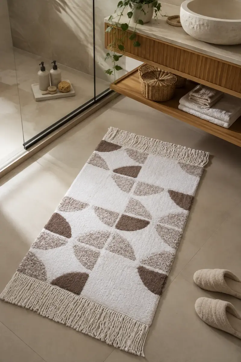 Brook Tekli Banyo Paspası %100 Pamuk 70x110 Ekru