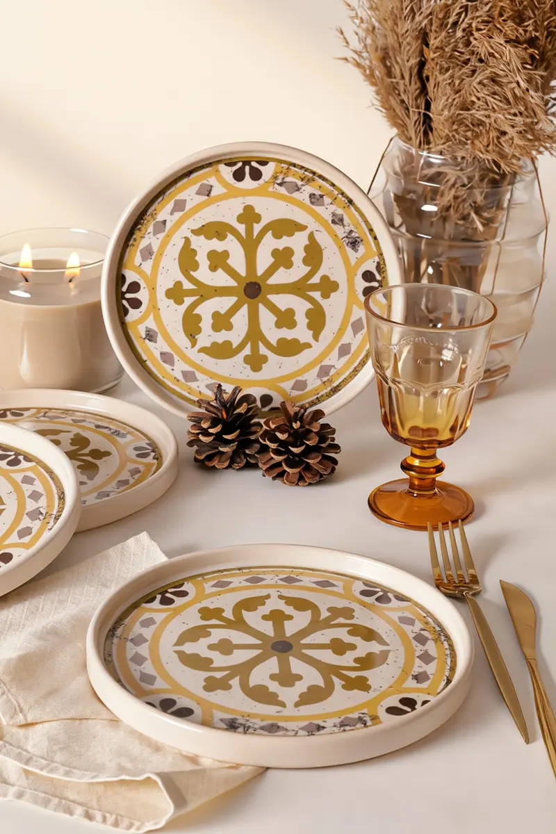 Brown Stackable Pasta Tabak 21 cm - 4 Adet Set