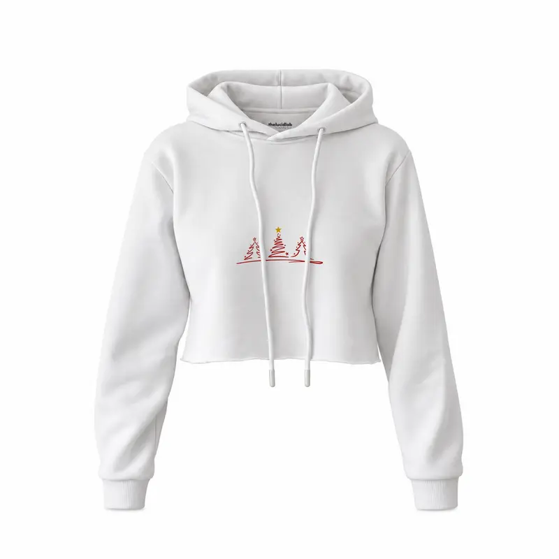 Brushstroke Christmas Tree Crop Hoodie