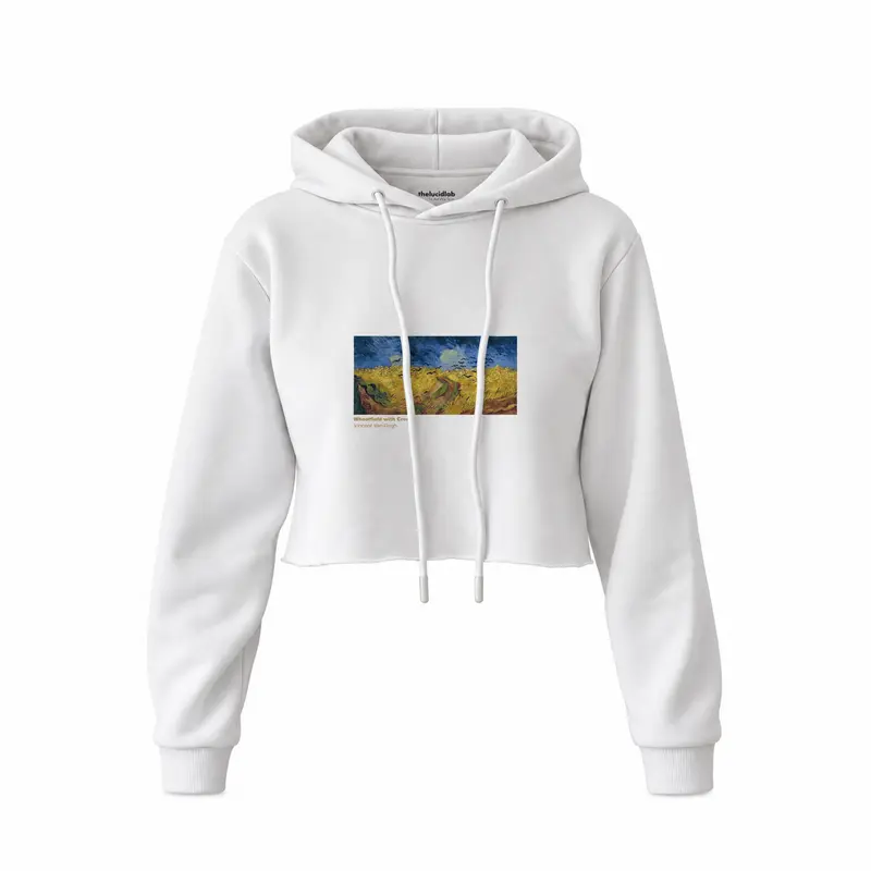 Buğday Tarlası ve Kargalar Crop Hoodie