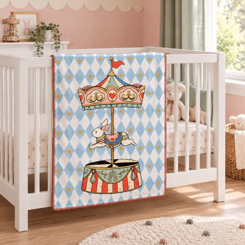 Bunny Carousel Polar Bebek Battaniyesi
