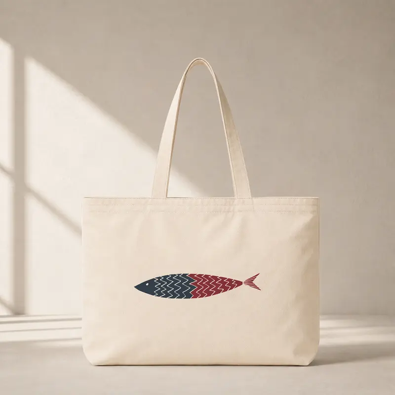 Burgundy & Blue a Fish Club Tote Bag