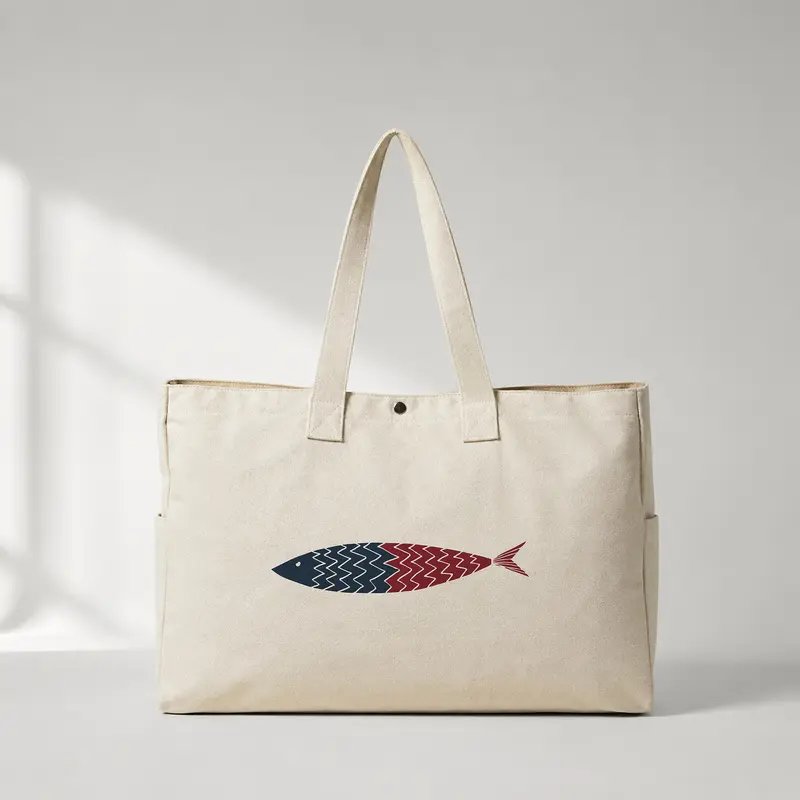 Burgundy & Blue a Fish Daily Tote Bag