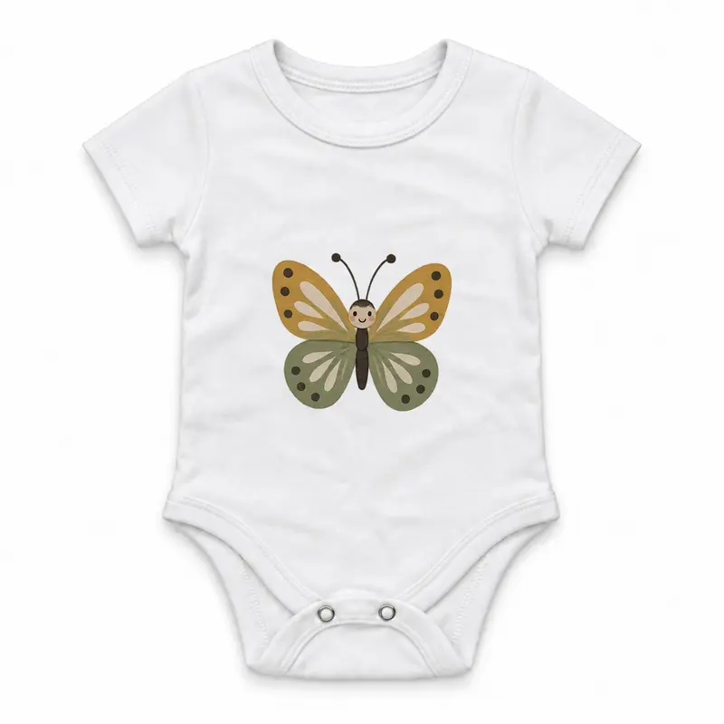 Butterfly with Ochre and Sage Wings Çıtçıtlı Body