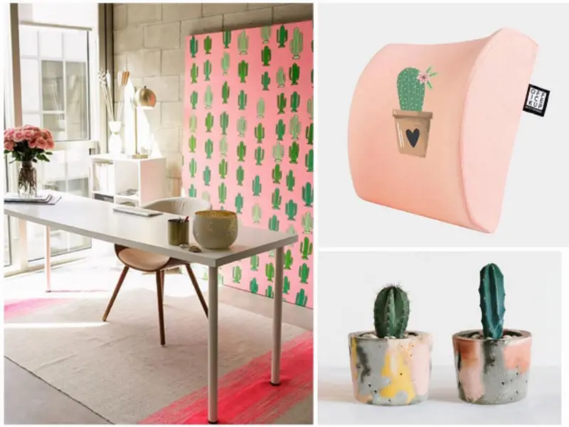 Cactus Bel Destek Yastığı KILIFI - Pembe (Süngersiz)