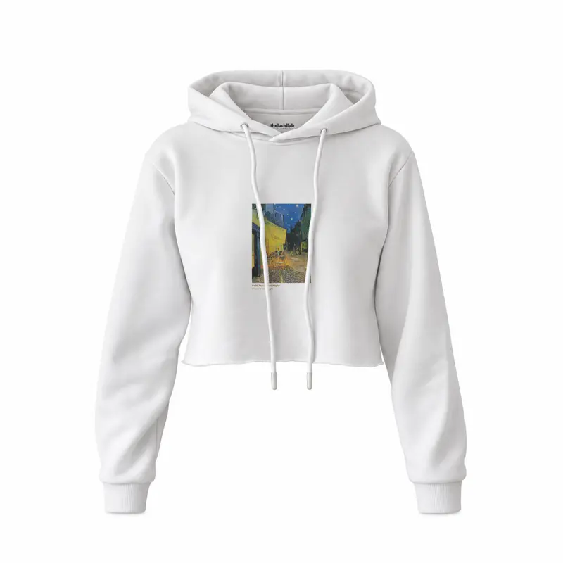 Café Terrace at Night Crop Hoodie