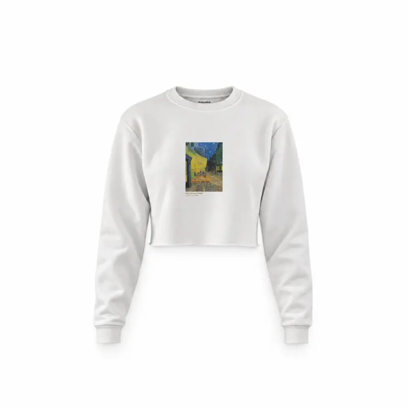 Café Terrace at Night Crop Sweatshirt