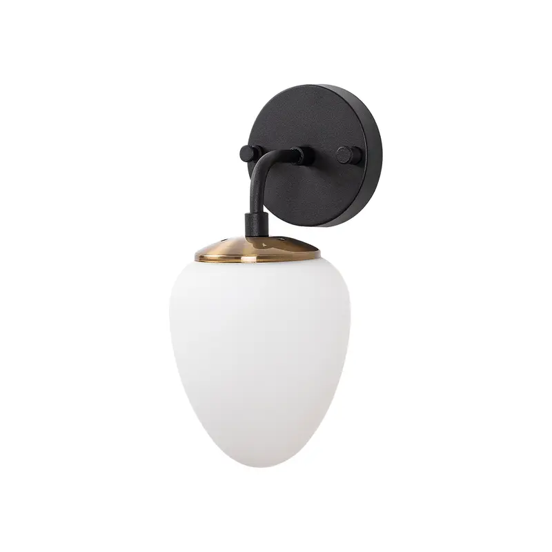 Camlı Oval Tekli Metal Aplik - Siyah