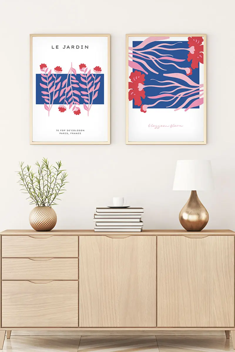 Canlı Renkli Çiçek Desenli Tablo Seti - Modern 2’li Set | huhu170