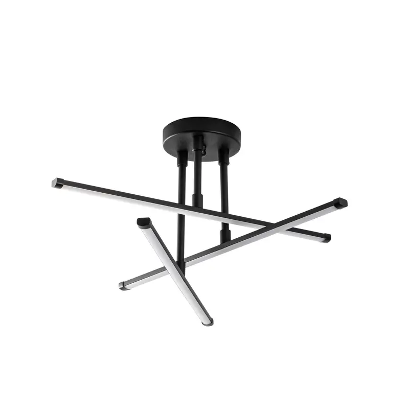 Çapraz Çubuk Modern Metal Plafonyer - Siyah