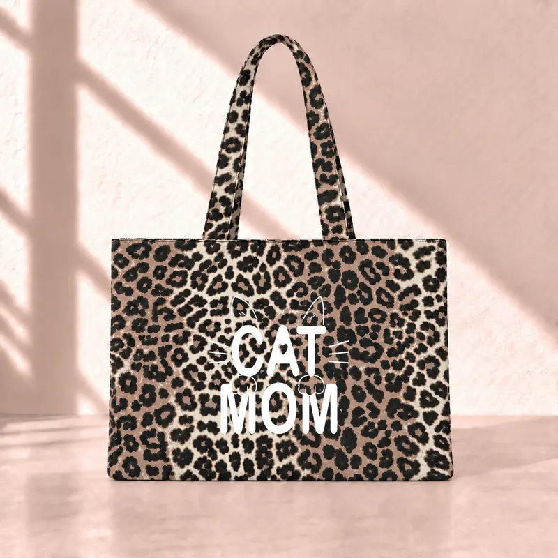 Cat Mom Leopard Tote Bag