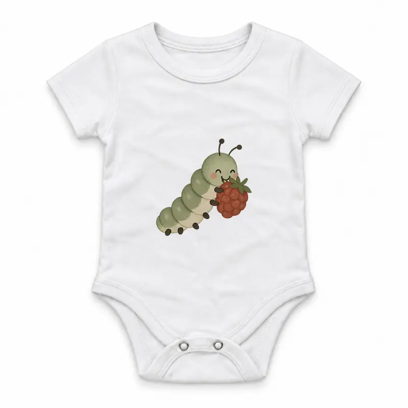 Caterpillar Eating a Berry Çıtçıtlı Body