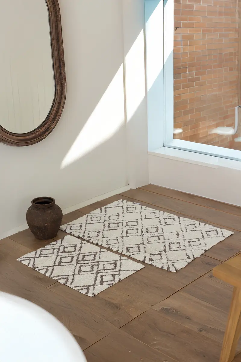 Cava 2’li Takım Banyo Paspası %100 Pamuk 40x60 + 60x90 Kahverengi