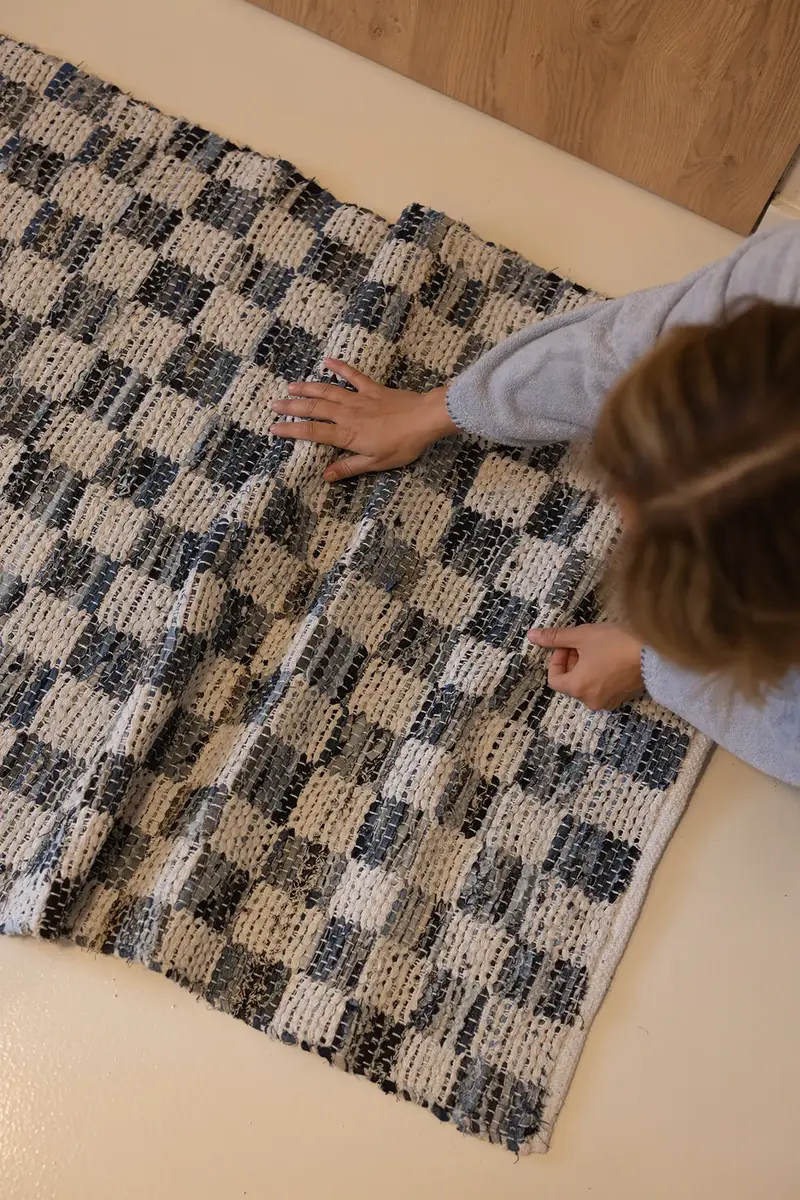 Checker Denim Kilim Ekru/İndigo 120x180