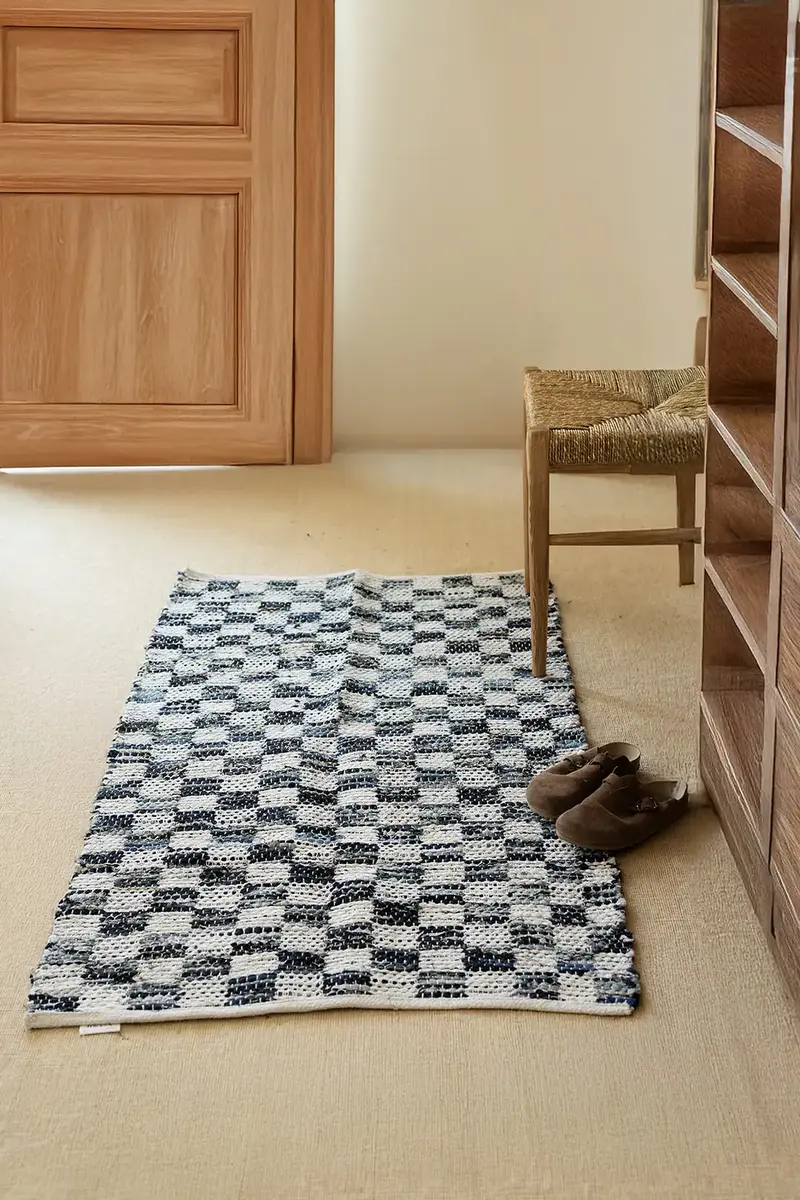 Checker Denim Kilim Ekru/İndigo 80x250