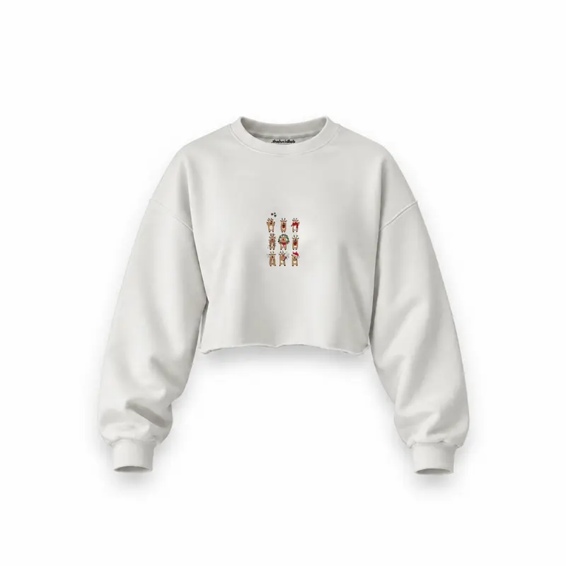 Christmas Reindeer Crew Oversize Crop Sweatshirt